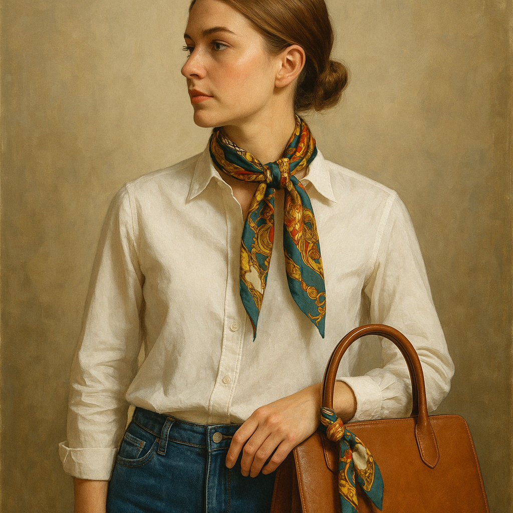Silk scarf math: one vintage print, two modern folds