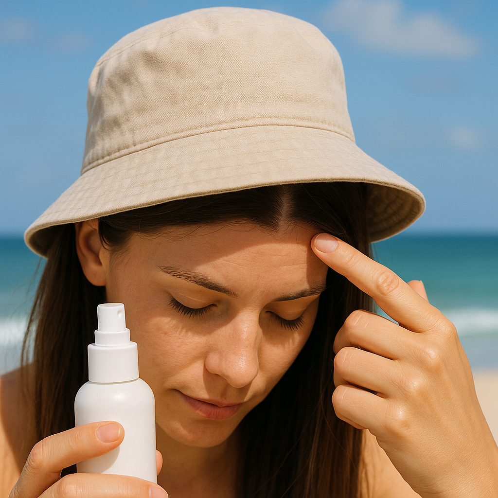 Summer: scalp sunscreen and a hat you will wear