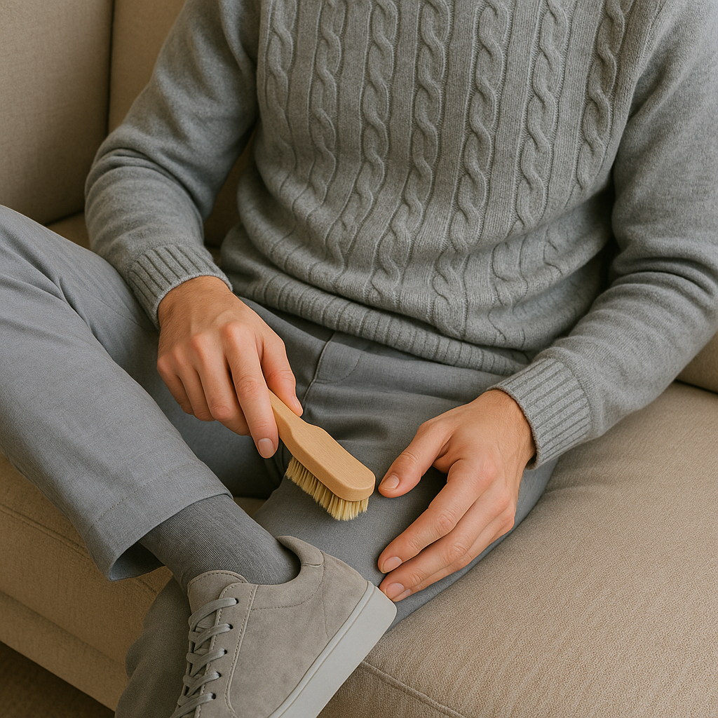 Suede and brushed fabrics for a softer monochrome
