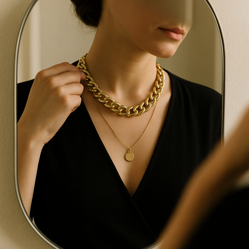 Pick one "anchor" necklace and build the rest around it