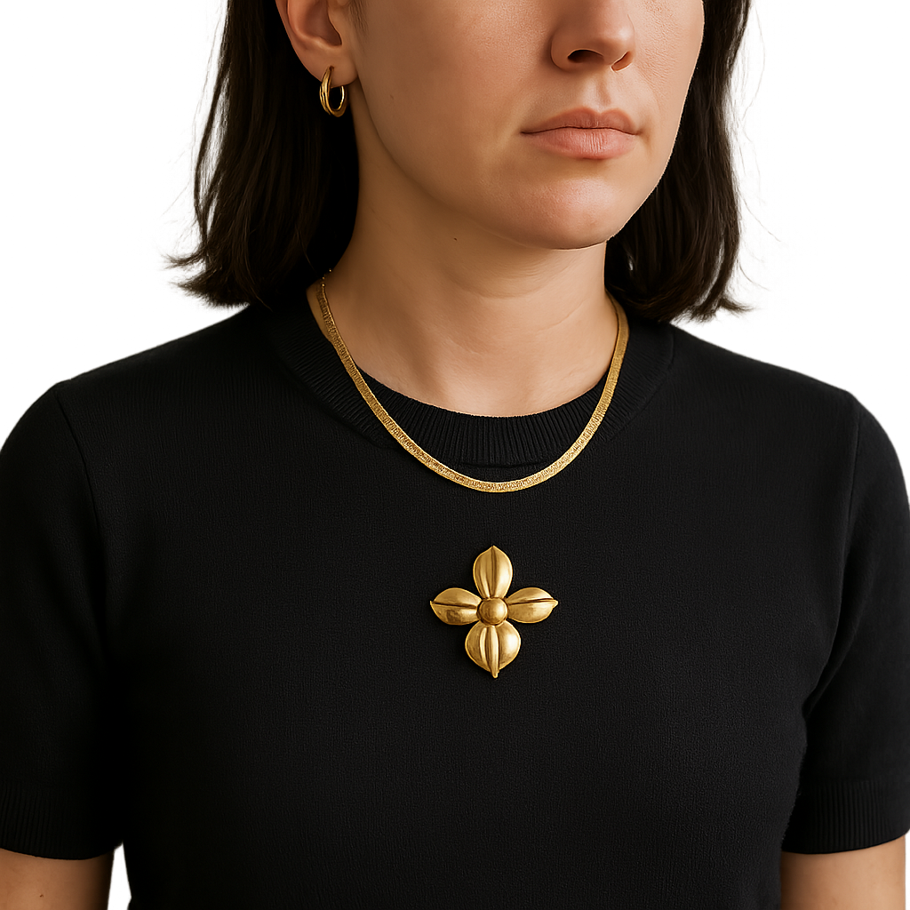 The brooch goes on your knit, not your lapel