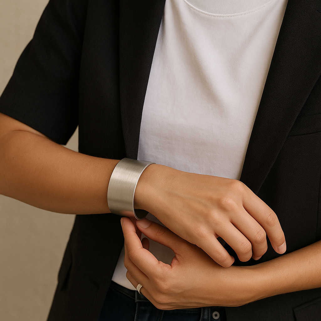The wide cuff bracelet that makes a T-shirt look styled